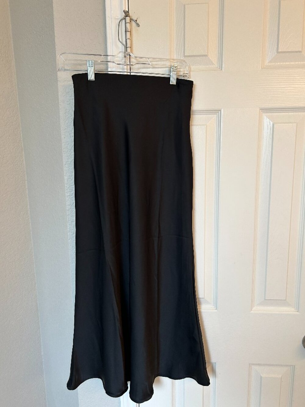 Unbranded Women's Black Satin Slip Maxi Skirt
